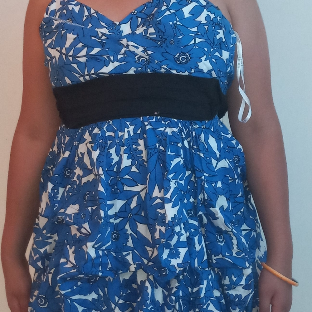 Blue white with a black belt